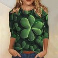 thumbnail image 1 of St.Patrick's Day Shirts For Women Shamrock Heart Graphic Tees St Patty'S Lucky T Shirt Irish Round Neck 3/4 Sleeve Tops Green S, 1 of 5
