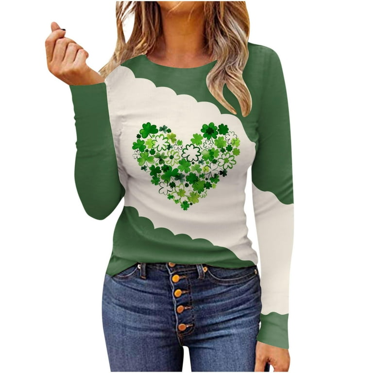 St Patrick's Day Sweatshirt For Women Teen Girls Lucky Gnome Graphic Loose  Fit Tunic Tops Pullover Hoodies 