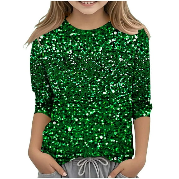 St. Patrick's Day Shirts for Girls 10-12 Fashion Casual 3/4 Sleeve Crewneck T Shirt Kids Clothes Girls