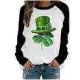 thumbnail image 1 of St. Patrick's Day Shirts for Women Crew Neck Casual Long Sleeve Patchwork Funny Printed Pullover Tops Sweatshirts(Black,XL), 1 of 5