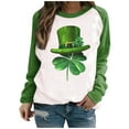 thumbnail image 1 of St. Patrick's Day Shirts for Women Crew Neck Casual Long Sleeve Patchwork Funny Printed Pullover Tops Sweatshirts(Green,M), 1 of 5
