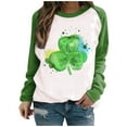 thumbnail image 1 of St. Patrick's Day Shirts for Women Crew Neck Casual Long Sleeve Patchwork Funny Printed Pullover Tops Sweatshirts(Green,S), 1 of 5