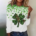 thumbnail image 1 of St. Patrick's Day Shirts for Women Long Sleeve Tops Crewneck Pullover Tshirt Green Shamrock Graphic Tees Green Clover T Shirt, 1 of 5