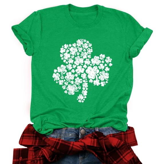 St. Patrick's Day Shirts for Women Shamrock T Shirt St.Paddys Day Green Clover Short Sleeve Tops