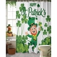 thumbnail image 1 of St. Patrick's Day Shower Curtain, 48" x 72", Cute Funny Cartoon Green Elf Lucky Shamrock Waterproof Bathroom Curtain Washable Shower Curtain Set with 12 Hooks, 1 of 6