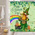 thumbnail image 1 of St Patrick''s Day Shower Curtain, Cute Irish St Patricks Gnome Shower Curtain with Green Clover Shamrocks Gold Coin Holiday Balloon Beer Rainbow, Fabric Shower Curtains with Hooks 72X72IN, 1 of 6
