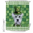 thumbnail image 1 of St. Patrick's Day Shower Curtain, Waterproof Shower Curtains for Bathroom, Spring Lucky Shamrock Cute Puppy Green Plaid Washable Fabric Bathtub Curtain Set Bath Decor with 12 Hooks Extra Long 72"x96", 1 of 8