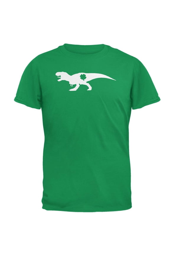 St. Patrick's Day Silhouette Dinosaur T-Rex Mens T Shirt Irish Green LG