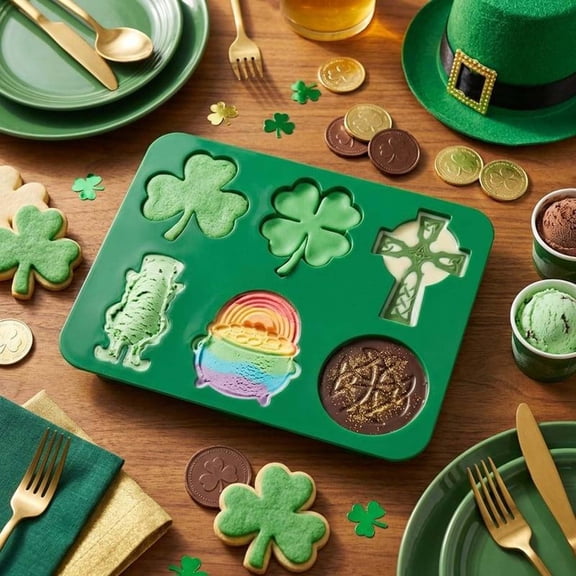 St. Patrick's Day Silicone Molds, Shamrock Silicone Mold for Baking, Shamrock Chocolate Molds & Shamrock Cake Pan, Irish Party Baking Supplies for Candy Ice Cube Soap Wax Melts Resin