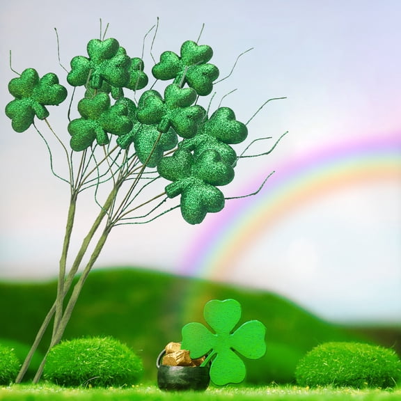 St. Patrick's Day Simulated Shamrock Decoration, Artificial Green Clover for Home Party Irish Holiday Decor March 17th