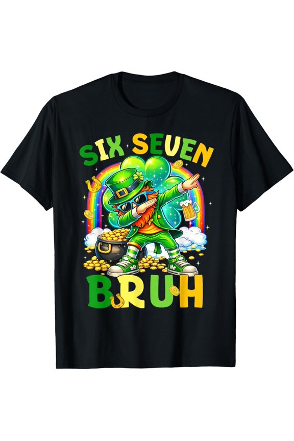 St Patrick's Day Six Seven 67 Bruh Meme Dabbing Leprechaun T-Shirt