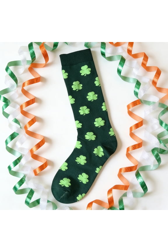 St. Patrick's Day Socks Lucky Shamrock Crew Socks for Teens, Soft Mid-Calf Socks Festive Irish Gifts Party & Daily Wear