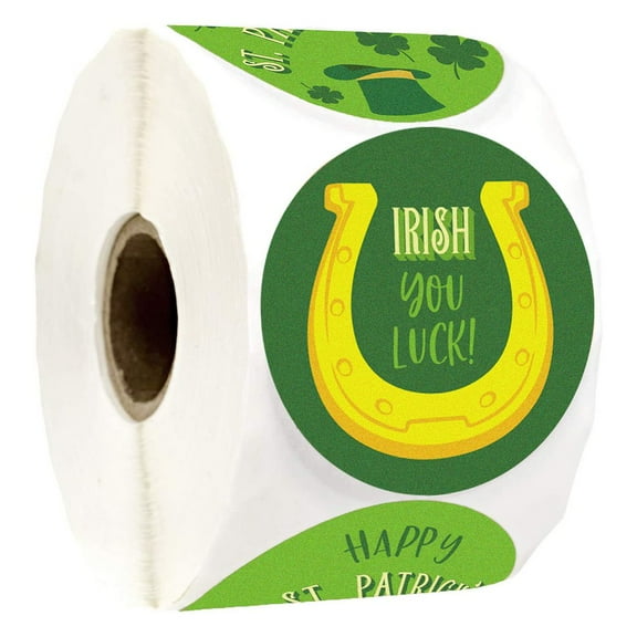 St. Patrick's Day Stickers / 6 Luck Of The Irish Designs / Roll of 250 Circle Labels / 1.5" Lucky Clover Classroom Stickers Stickers / Made In The USA