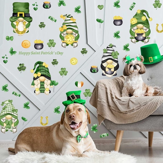 St. Patrick's Day Stickers Roll for Holiday Crafts and Party Decorations, Green Glitter Paper Decals with Adhesive Backing for Envelopes and Journaling Supplies