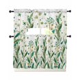 thumbnail image 1 of St Patrick's Day Swag Kitchen Curtains Sets for Windows 24 Inch Length, Spring Leaves Green Botanical Flowers Plants Short Window Curtain Swags Valances and Tiers 3 Piece Set for Cafe/Dining Room, 1 of 5