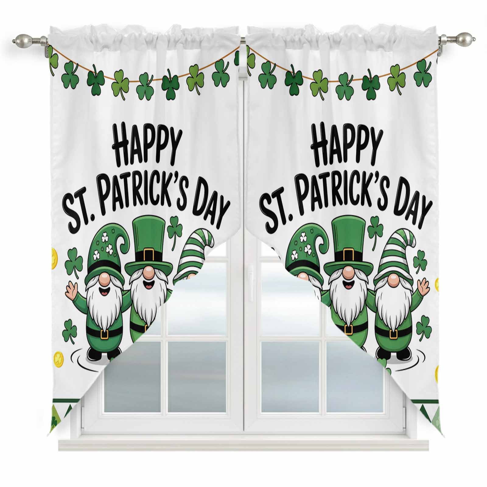 St. Patrick's Day Swag Valances for Windows, Kitchen Curtains 36 Inch ...