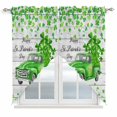 thumbnail image 1 of St. Patrick's Day Swag Valances for Windows, Kitchen Curtains 36 Inch Length 2 Panels Set, Spring Lucky Grass Truck Gray Wood Short Curtains for Small Windows Rod Pocket Cafe Curtains Drapes 28"x36", 1 of 8