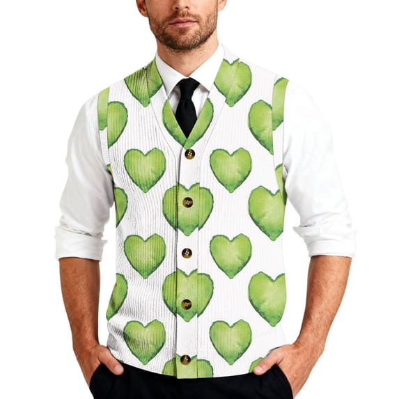 St. Patrick's Day Sweater Vest for Men V-Neck Sleeveless Button Up Cardigan Saint Patrick's Day Vest Sweater