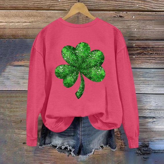 St. Patrick's Day Sweatshirt, Women Long Sleeve Round Neck Sweatshirt, Women's Casual St. Patrick's Day Printed Sweatshirts Tops Comfortable Crew Neck Long Sleeved Hoodie Sweatshirt
