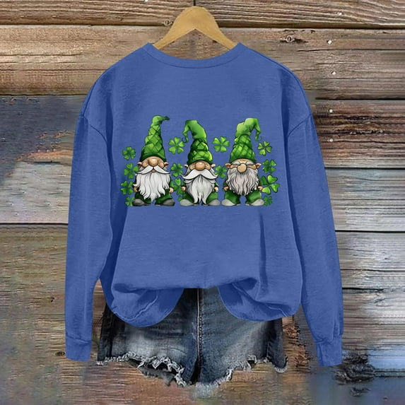 St. Patrick's Day Sweatshirt, Women Long Sleeve Round Neck Sweatshirt, Women's Casual St. Patrick's Day Printed Sweatshirts Tops Comfortable Crew Neck Long Sleeved Hoodie Sweatshirt