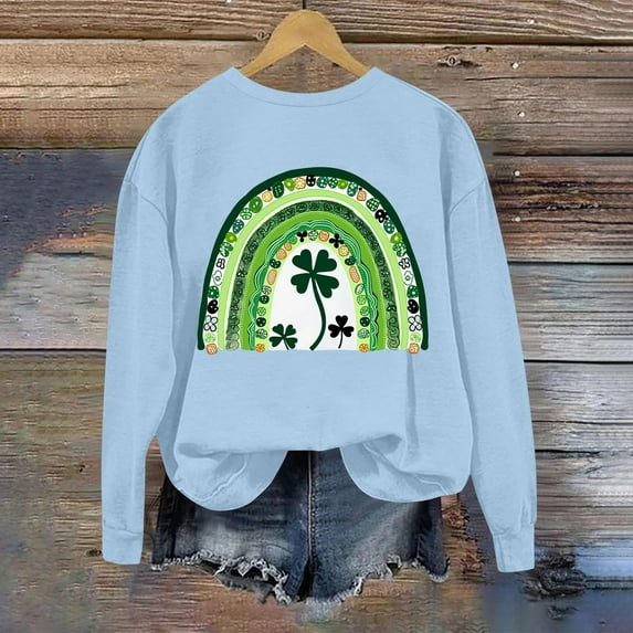 St. Patrick's Day Sweatshirt, Women Long Sleeve Round Neck Sweatshirt, Women's Casual St. Patrick's Day Printed Sweatshirts Tops Comfortable Crew Neck Long Sleeved Hoodie Sweatshirt