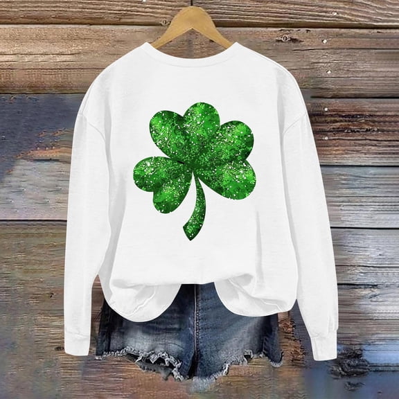 St. Patrick's Day Sweatshirt, Women Long Sleeve Round Neck Sweatshirt, Women's Casual St. Patrick's Day Printed Sweatshirts Tops Comfortable Crew Neck Long Sleeved Hoodie Sweatshirt