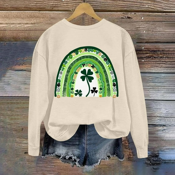 St. Patrick's Day Sweatshirt, Women Long Sleeve Round Neck Sweatshirt, Women's Casual St. Patrick's Day Printed Sweatshirts Tops Comfortable Crew Neck Long Sleeved Hoodie Sweatshirt