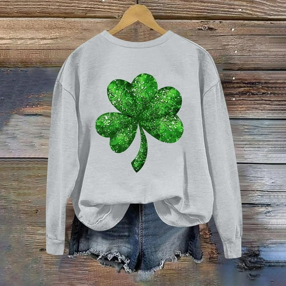 St. Patrick's Day Sweatshirt, Women Long Sleeve Round Neck Sweatshirt, Women's Casual St. Patrick's Day Printed Sweatshirts Tops Comfortable Crew Neck Long Sleeved Hoodie Sweatshirt