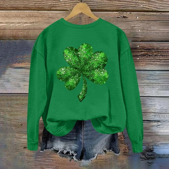 St. Patrick's Day Sweatshirt, Women Long Sleeve Round Neck Sweatshirt, Women's Casual St. Patrick's Day Printed Sweatshirts Tops Comfortable Crew Neck Long Sleeved Hoodie Sweatshirt