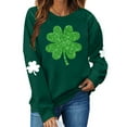 thumbnail image 1 of St Patrick's Day Sweatshirt Women Shamrock Sequin Pullover Lucky Clover Hoodie Holiday Long Sleeve Tops Green M, 1 of 5