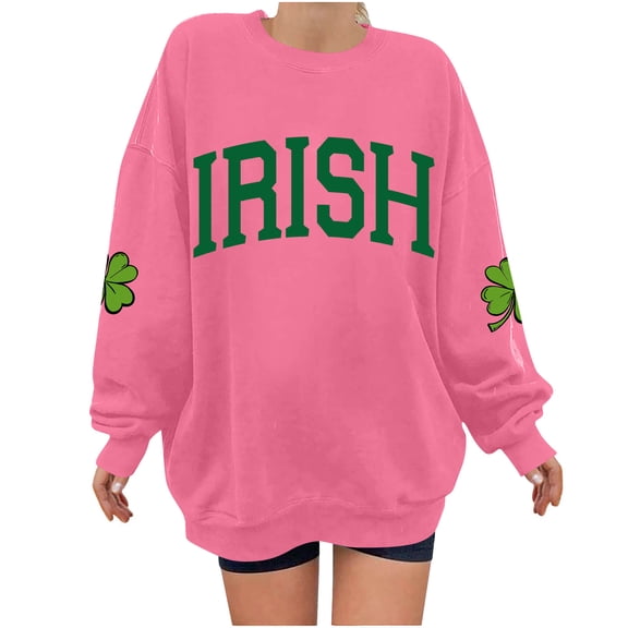 St Patrick's Day Sweatshirt, Womens Long Sleeve Sweatshirts, Round Neck Pullover Sweatshirt Women St. Patrick's Day Printing Crew Neck Long Sleeved Loose Sweatshirt Tops