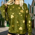 thumbnail image 1 of St. Patrick's Day Sweatshirt for Women Glitter Shamrock Vine Graphic Print Long Sleeve Crewneck Loose Fit Festival Apparel Holiday Gift, 1 of 7