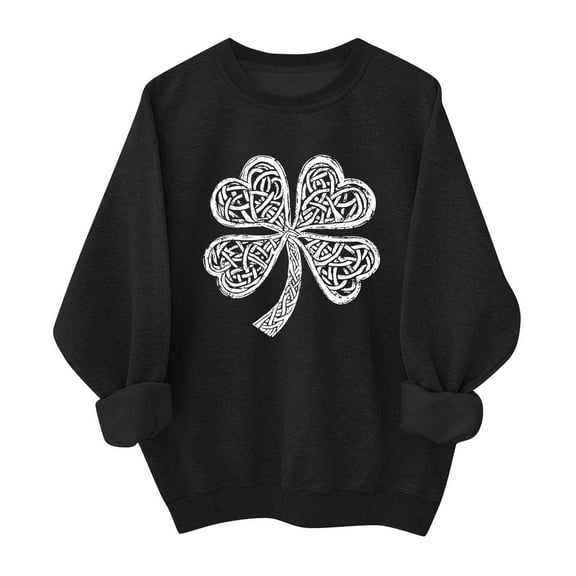 St. Patrick's Day Sweatshirt for Women Irish Shamrock Pullover Shirts Tops Raglan Sleeve Leaf Clover Shirt