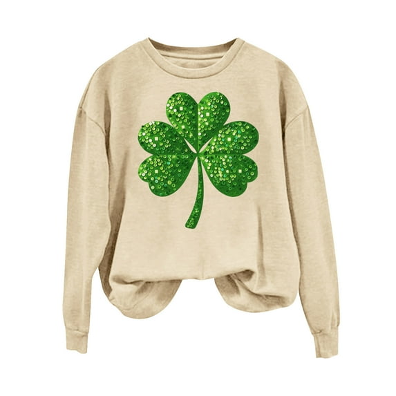St. Patrick's Day Sweatshirt for Women Lucky Shamrock Long Sleeve Irish Shirt Ireland Pullover Tops