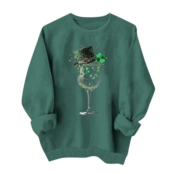 St. Patrick's Day Sweatshirt for Women Lucky Shamrock Long Sleeve Shirt Ireland Clover Print Pullover Tops 2026 Spring Fall Outfits