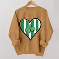 thumbnail image 1 of St. Patrick's Day Sweatshirt for Women Crewneck Long Sleeve Striped Heart with Shamrock Graphic Ribbed Trim Loose Fit Festive Holiday Top, 1 of 6