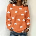 thumbnail image 1 of St. Patrick's Day Sweatshirt for Women Textured Quilted Fabric Clover Print Crewneck Long Sleeve Pullover Loose Fit Festive Clothes, 1 of 5