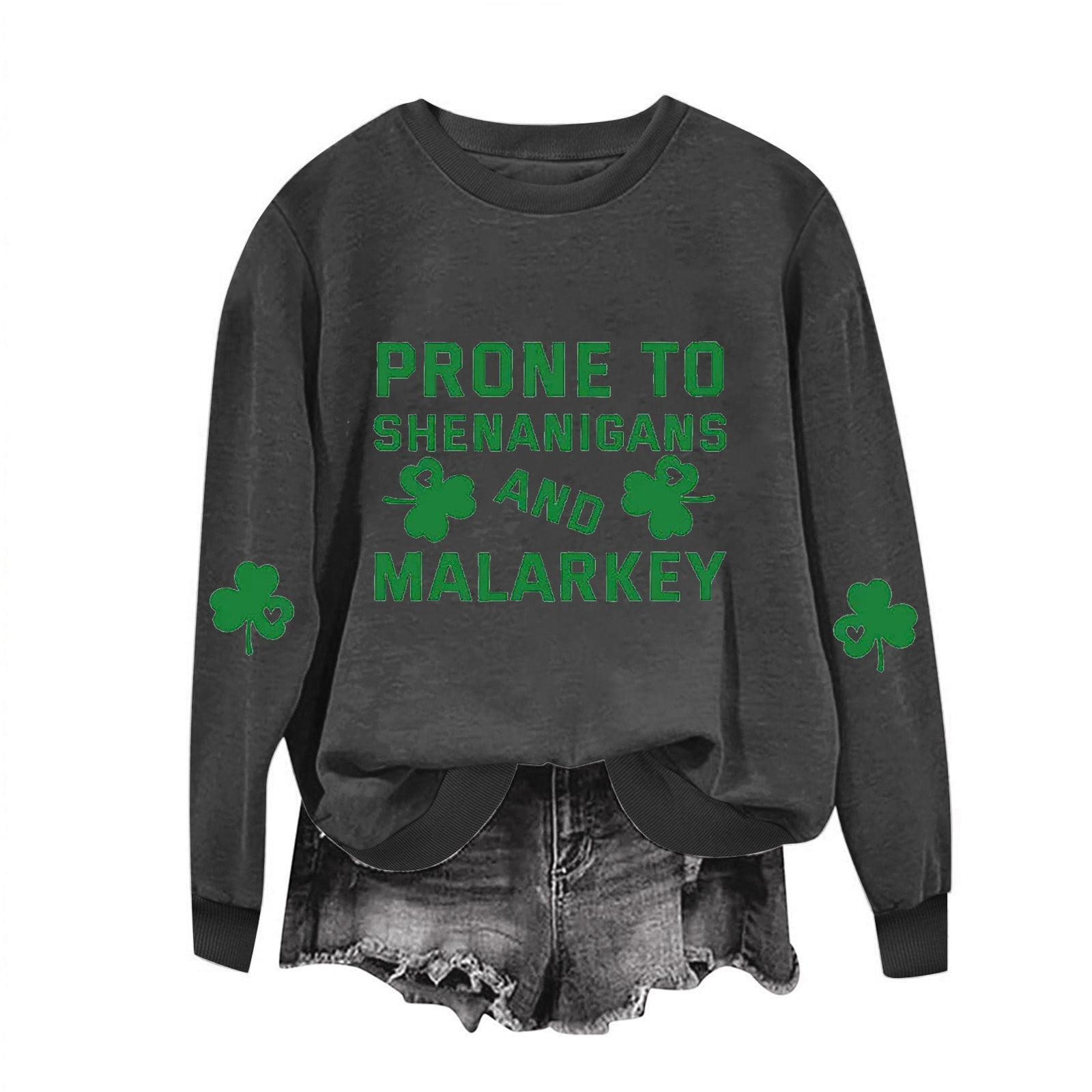 St. Patrick's Day Sweatshirts for Women Shamrock Shirt Clover Printed ...