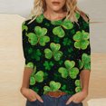 thumbnail image 1 of St Patrick's Day T-Shirt for Women, Women 3/4 Sleeve Tee, Crew Neck Blouse Fashion Women's Tees Casual Round Neck 3/4 Sleeved Loose T Shirt Ladies Tops Blouses Shirts, 1 of 5