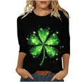 thumbnail image 1 of St Patrick's Day T Shirt for Womens Green Leaf Print Irish 3/4 Sleeve Loose Pullover Tops, 1 of 5