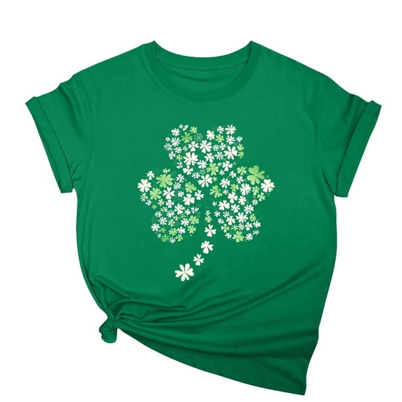 St. Patrick's Day T Shirts for Women Irish Cute Shamrock Graphic T Shirts Funny Short Sleeve Crew Neck Holiday Print Tee Tops