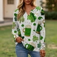 thumbnail image 1 of St.Patrick's Day T-shirt Women - Irish Lucky Clover 3/4 Sleeve Shirt, Fashion Shamrock Green Shirt, Costume for St.Patrick's Day|Style ENavyS, 1 of 5