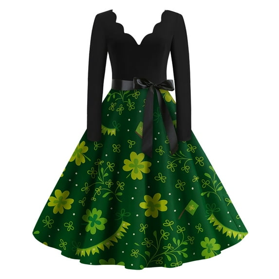 St.Patrick's Day T-shirt Women - Irish Lucky Clover 3/4 Sleeve Shirt, Fashion Shamrock Green Shirt, Costume for St.Patrick's Day|Style GArmy GreenM