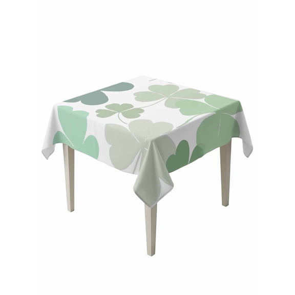 St. Patrick's Day Table Cloth, Waterproof Tablecloth for Square Tables, Green Ombre Lucky Clovers Reusable Washable Fabric Table Cover for Restaurant Kitchen Dining Tables 54"x54"