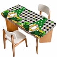 thumbnail image 1 of St. Patrick's Day Table Cloths for 3 Foot Rectangle Tables, Gnomes Shamrocks Gold Coin Buffalo Plaid Patio Waterproof Elastic Fitted Tablecloths, Washable Rectangular Table Cover for Camping, 1 of 8