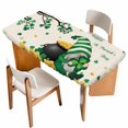 thumbnail image 1 of St. Patrick's Day Table Cloths for 3 Foot Rectangle Tables, Green Gnomes Shamrock Gold Coin Beige Patio Waterproof Elastic Fitted Tablecloths, Washable Rectangular Table Cover for Camping, 1 of 8