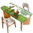 thumbnail image 1 of St. Patrick's Day Table Cloths for 3 Foot Rectangle Tables, Green Lucky Clovers Dog Patio Waterproof Elastic Fitted Tablecloths, Washable Rectangular Table Cover for Camping, 1 of 8