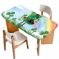 thumbnail image 1 of St. Patrick's Day Table Cloths for 3 Foot Rectangle Tables, Green Shamrock Hat Ladybirds Daisy Rainbow Patio Waterproof Elastic Fitted Tablecloths, Washable Rectangular Table Cover for Camping, 1 of 8