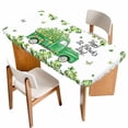 thumbnail image 1 of St. Patrick's Day Table Cloths for 3 Foot Rectangle Tables, Lucky Shamrocks Green Car Country Plants Patio Waterproof Elastic Fitted Tablecloths, Washable Rectangular Table Cover for Camping, 1 of 8