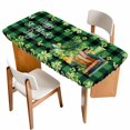 thumbnail image 1 of St. Patrick's Day Table Cloths for 3 Foot Rectangle Tables, Shamrocks Green Boots Bools Farm Plaid Patio Waterproof Elastic Fitted Tablecloths, Washable Rectangular Table Cover for Camping, 1 of 8